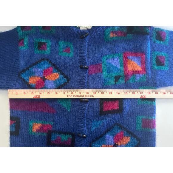 L.L. Bean Blue Geometric Cardigan - Picture 6 of 9
